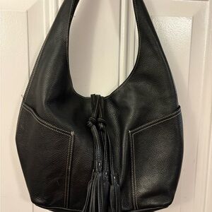 Chic Black Leather Hobo Bag